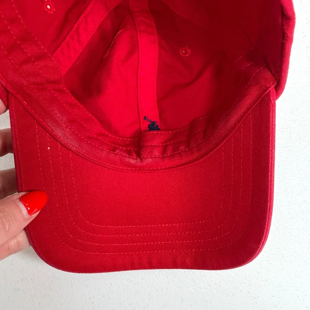Vintage Polo Ralph Lauren Baseball Cap Red Navy Pony Logo Adjustable Cotton Hat